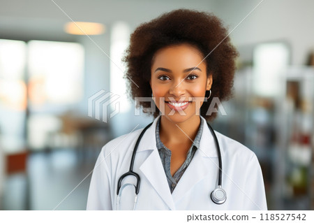 Confident Female Doctor in Clinical Setting 118527542