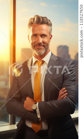 Experienced SEO Pro: Smiling 55-Year-Old Businessman in Office Attire 118527650