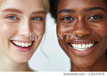 Diverse Trio: Smiling Women Uniting Cultures 118527679