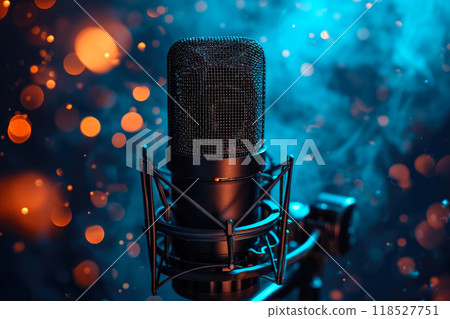 Dynamic Esports Mic: Vibrant Colors on a Clean Canvas 118527751