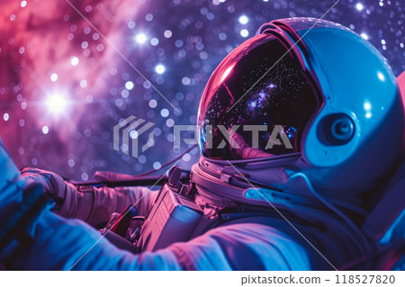 Space Explorer Behind the Wheel: Astronaut Driving on Celestial Roads Space Explorer Behind the Wheel: Astronaut Driving on Celestial Roads 118527820