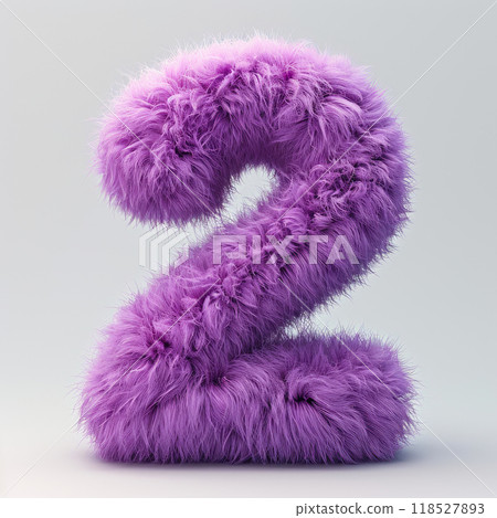 Cuddly Lavender Numeric Two with Short Hair on a Pure Background 118527893