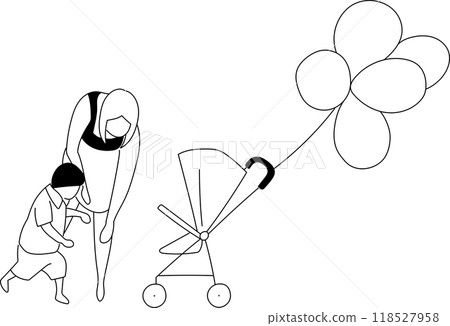 Illustration of parents and children relaxing in a summer park 118527958