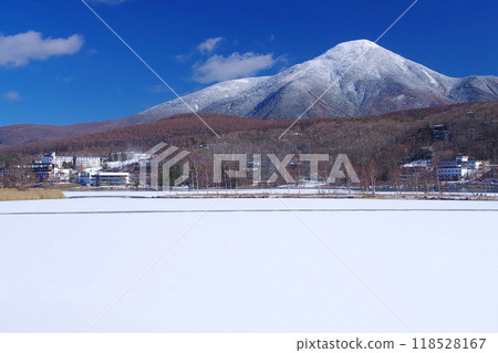 從白樺湖畔眺望冬天的蓼科山 118528167
