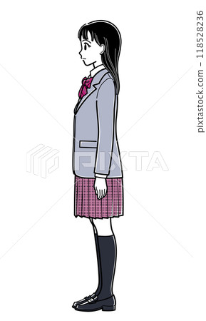 A high school girl in a blazer standing sideways (simple) A high school girl in a blazer standing sideways (simple) 118528236