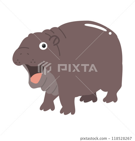 Cartoon baby hippo doodle character 118528267