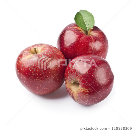 Red apples on white backgrounds 118528309