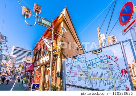 Tokyo cityscape in Japan - Tokyu Railway - Showa University Street in front of Hatanodai Station Tokyo cityscape in Japan - Tokyu Railway - Showa University Street in front of Hatanodai Station 118528636