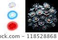 Transparent light flower set: white, blue and red 118528868