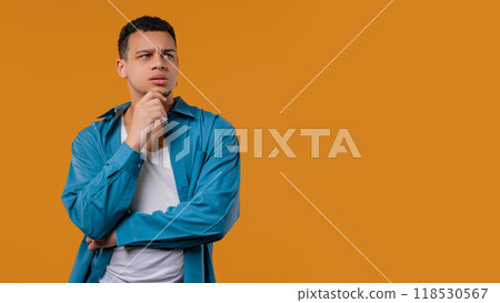 Worried thinking around hipster man,Yellow.Confused student guy searching answer Worried thinking around hipster man,Yellow.Confused student guy searching answer 118530567