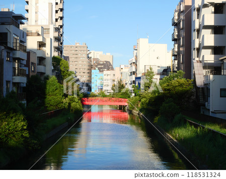 Scenery with a red bridge | Kiba Scenery with a red bridge | Kiba 118531324