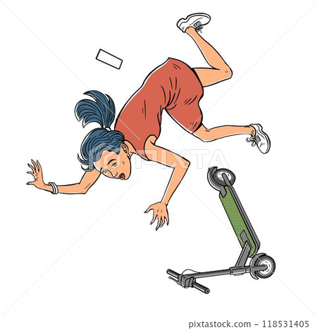 The girl fell off his scooter 118531405