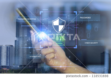 Keypad, cyber shield, lock, technology security system. Digital link. Cyber security with advanced technology. Keypad, cyber shield, lock, technology security system. Digital link. Cyber security with advanced technology. 118531698
