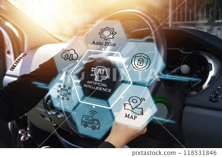 Concepts of using artificial intelligence in cars, automatic driving. Concepts of using artificial intelligence in cars, automatic driving. 118531846