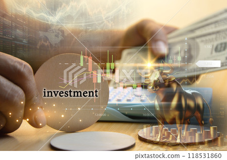 Concept of investing in the stock market and currency exchange Concept of investing in the stock market and currency exchange 118531860
