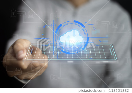Concept of using cloud servers Data protection is convenient, fast and reduces costs. Concept of using cloud servers Data protection is convenient, fast and reduces costs. 118531882