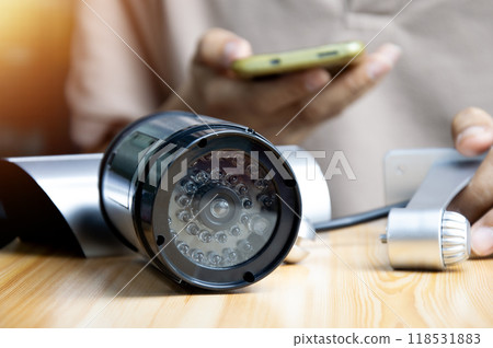 smart home concept and wireless control technology and security, ip camera smart home concept and wireless control technology and security, ip camera 118531883