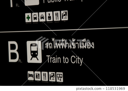 Navigation signs that can be seen along Public places such as airport, train station Navigation signs that can be seen along Public places such as airport, train station 118531969