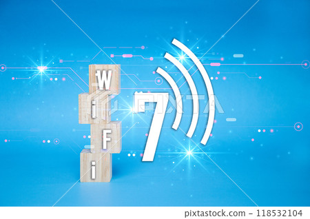 concept technology wifi 7 connect to the internet world with new technology concept technology wifi 7 connect to the internet world with new technology 118532104
