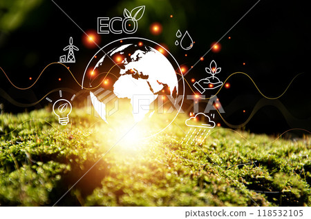 Sustainable development and business operations based on renewable energy CO2 Emission Reduction Concepts Green industries using renewable energy can limit global warming changes. 118532105