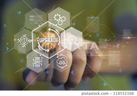 Update application software and hardware upgrade technology concept, AI upgrade 118532108