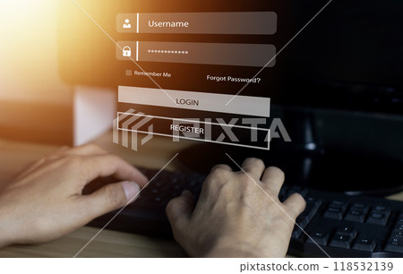 Online login verification concept, password entry, identity verification 118532139