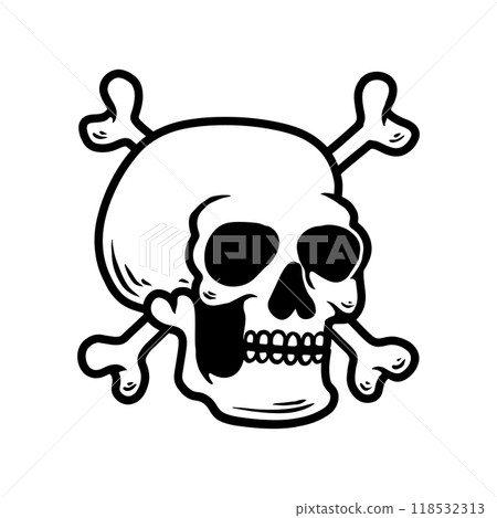 Illustration of skull and crossed bones in tattoo style. Design element for poster, card, t shirt. Vector illustration Illustration of skull and crossed bones in tattoo style. Design element for poster, card, t shirt. Vector illustration 118532313