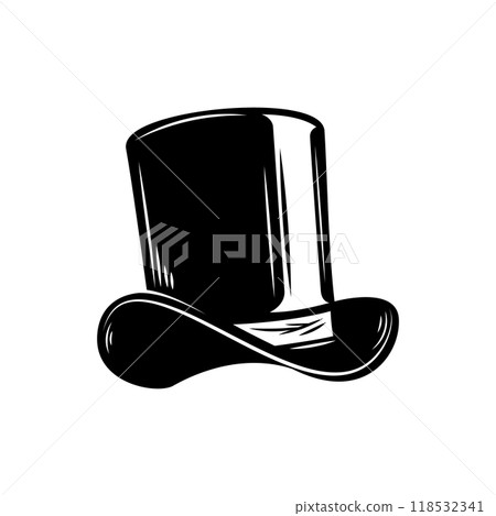 Illustration of vintage hat. Design element for logo, label, sign, poster, card. Vector illustration 118532341