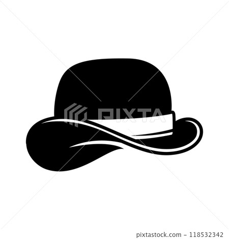 Illustration of vintage hat. Design element for logo, label, sign, poster, card. Vector illustration Illustration of vintage hat. Design element for logo, label, sign, poster, card. Vector illustration 118532342