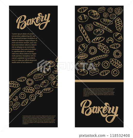 Bakery flyer template. Design element for package, banner, flyer, card. Vector illustration 118532408