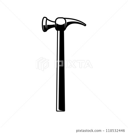 Hammer in monochrome style. Design element for emblem, sign, badge, logo. Vector illustration Hammer in monochrome style. Design element for emblem, sign, badge, logo. Vector illustration 118532446
