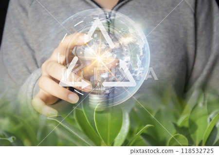 Concept of sustainable development goals in promoting clean energy Green business that uses renewable energy Sustainable development of renewable energy and ecological growth with green energy 118532725