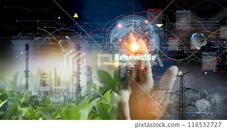Concepts of green industry, recycling, reuse, reducing global warming, using AI control Concepts of green industry, recycling, reuse, reducing global warming, using AI control 118532727