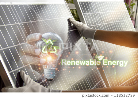 Sustainable development and business operations based on renewable energy CO2 Emission Reduction Concepts Green industries using renewable energy can limit global warming changes. 118532759