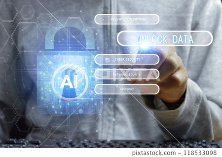 Data protection and data unlocking concept Managed with AI system 118533098