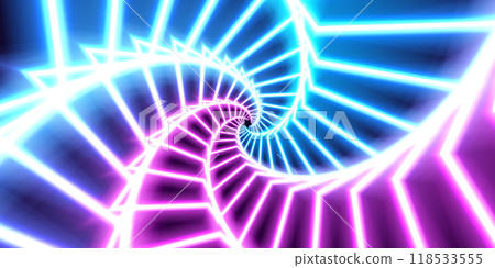 Blue and purple neon spiral kaleidoscope portal Blue and purple neon spiral kaleidoscope portal 118533555