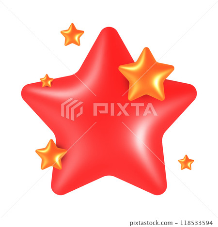 3d red star with golden twinkles. Vector illustration 3d red star with golden twinkles. Vector illustration 118533594