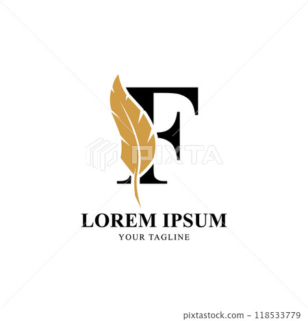 Flat Initial Letter F Logo Combined with Feather Silhouette Vector Design Flat Initial Letter F Logo Combined with Feather Silhouette Vector Design 118533779
