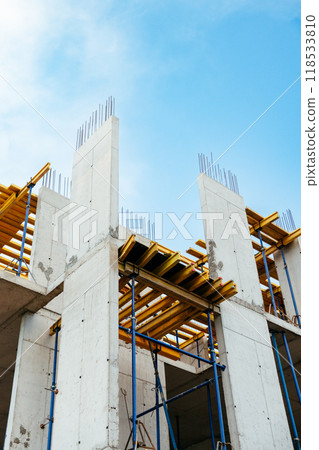 house or villa under construction using modern technologies of monolithic construction. house or villa under construction using modern technologies of monolithic construction. 118533810