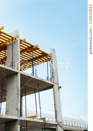 house or villa under construction using modern technologies of monolithic construction. house or villa under construction using modern technologies of monolithic construction. 118533811