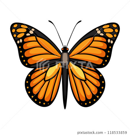 A butterfly with orange wings and black spots 118533859