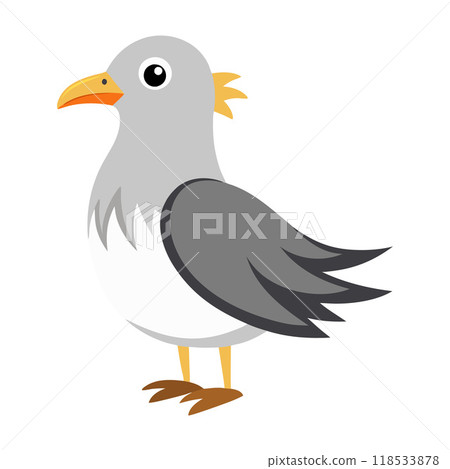 A cartoon bird with a yellow beak and a white head 118533878