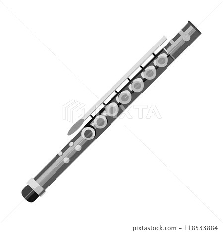A silver and black flute with a silver stick on the end 118533884
