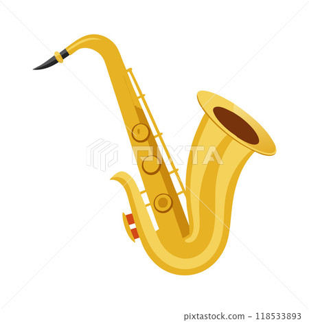 A yellow saxophone with a black tip A yellow saxophone with a black tip 118533893