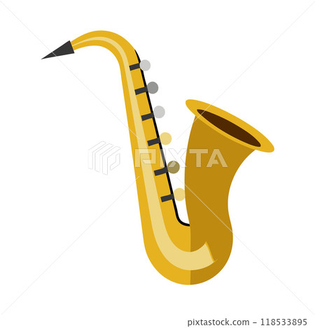 A yellow saxophone with a black tip A yellow saxophone with a black tip 118533895