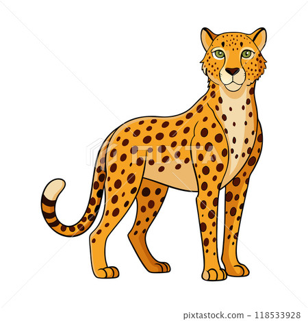 A cartoon jaguar stands on a white background A cartoon jaguar stands on a white background 118533928
