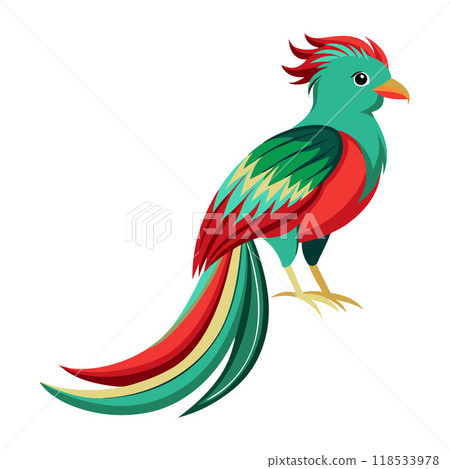 A colorful bird with a long tail and a red head A colorful bird with a long tail and a red head 118533978