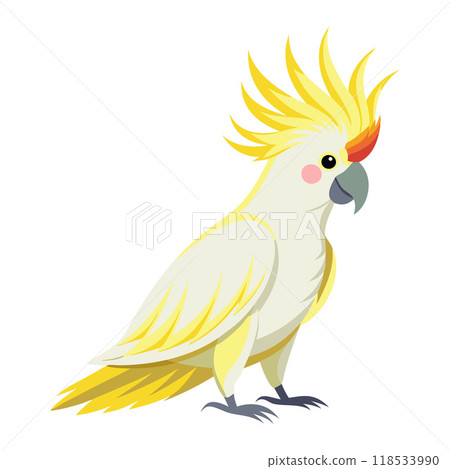 A yellow and white parrot with a large, colorful beak and a large, colorful head A yellow and white parrot with a large, colorful beak and a large, colorful head 118533990