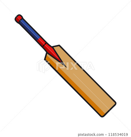 A wooden bat with a red and blue handle A wooden bat with a red and blue handle 118534019