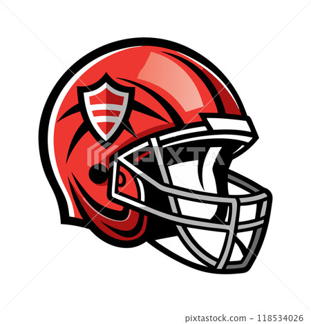 A football helmet with a shield on it 118534026